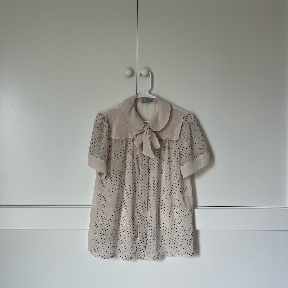 ASOS Light Beige Sheer Blouse with Collar